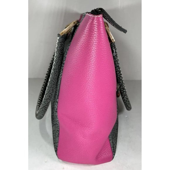 African Lily Pink and Gray Leather Tote Bag - Picture 8 of 16